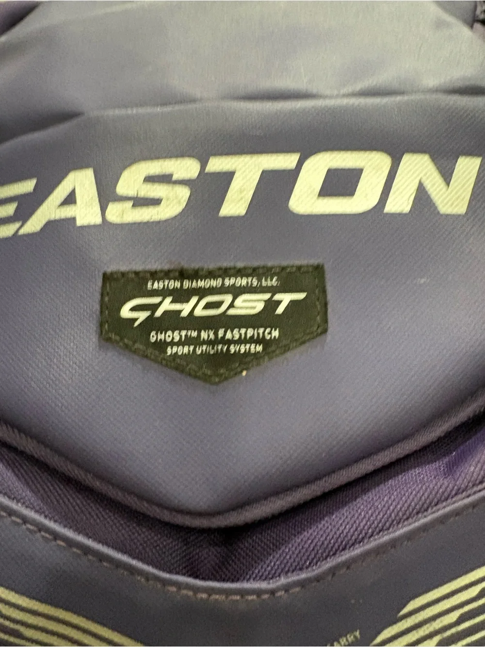 Easton Ghost NX fast pitch backpack in purple GUC 3 minor bottom wear spots